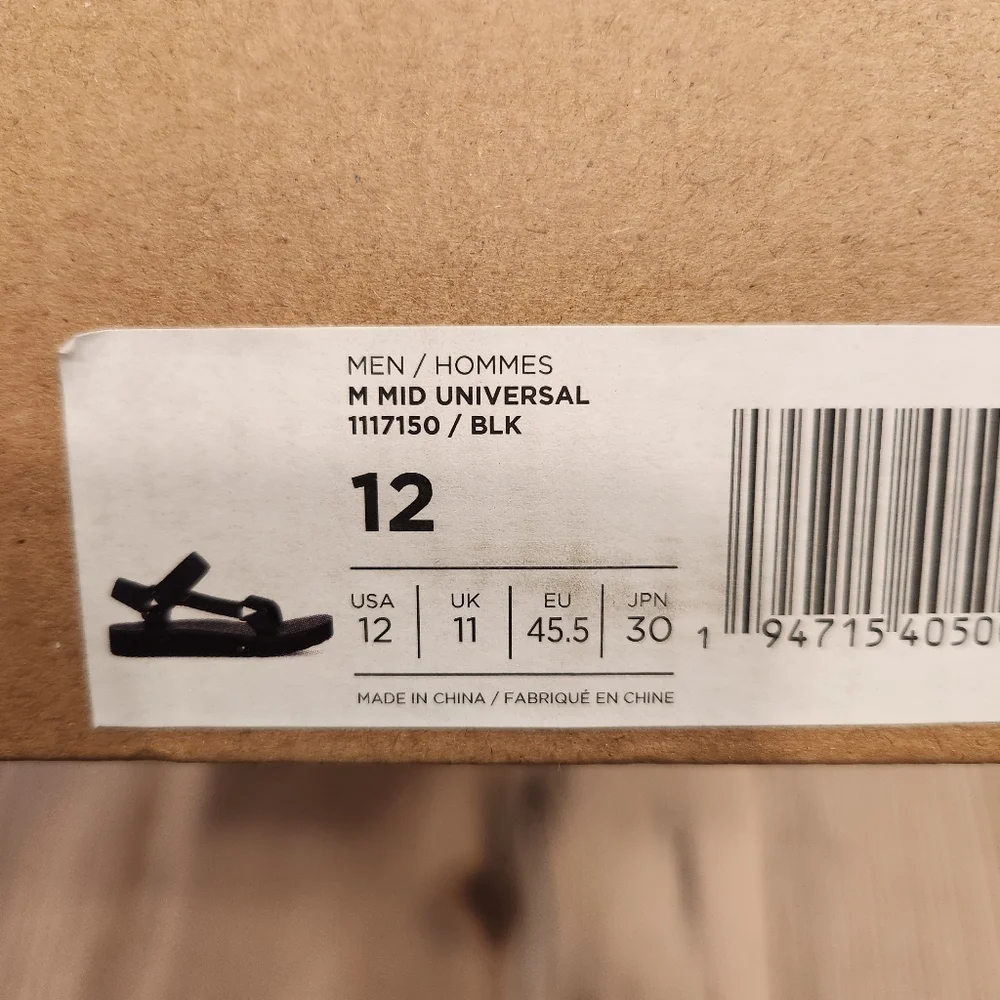 Teva Men's Mid Universal Black Sandal Size 12